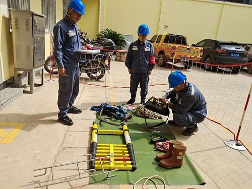 参训员工检查安全工器具及防护用品.
